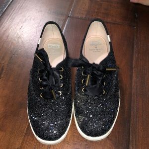 Like New Kate Spade black Glitter Keds